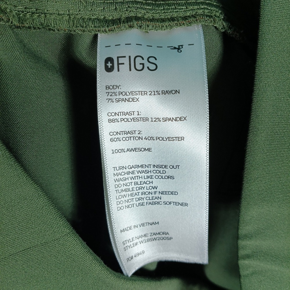 FIGS Zamora Jogger Scrub Pants Women XS Green Olive Cuffed Cargo Stretch - Picture 9 of 11